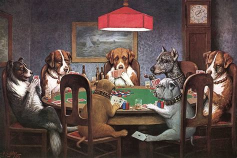 A arte dos cachorros jogando pôquer .